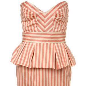 TOPSHOP Striped Strapless Peplum Dress sz 6